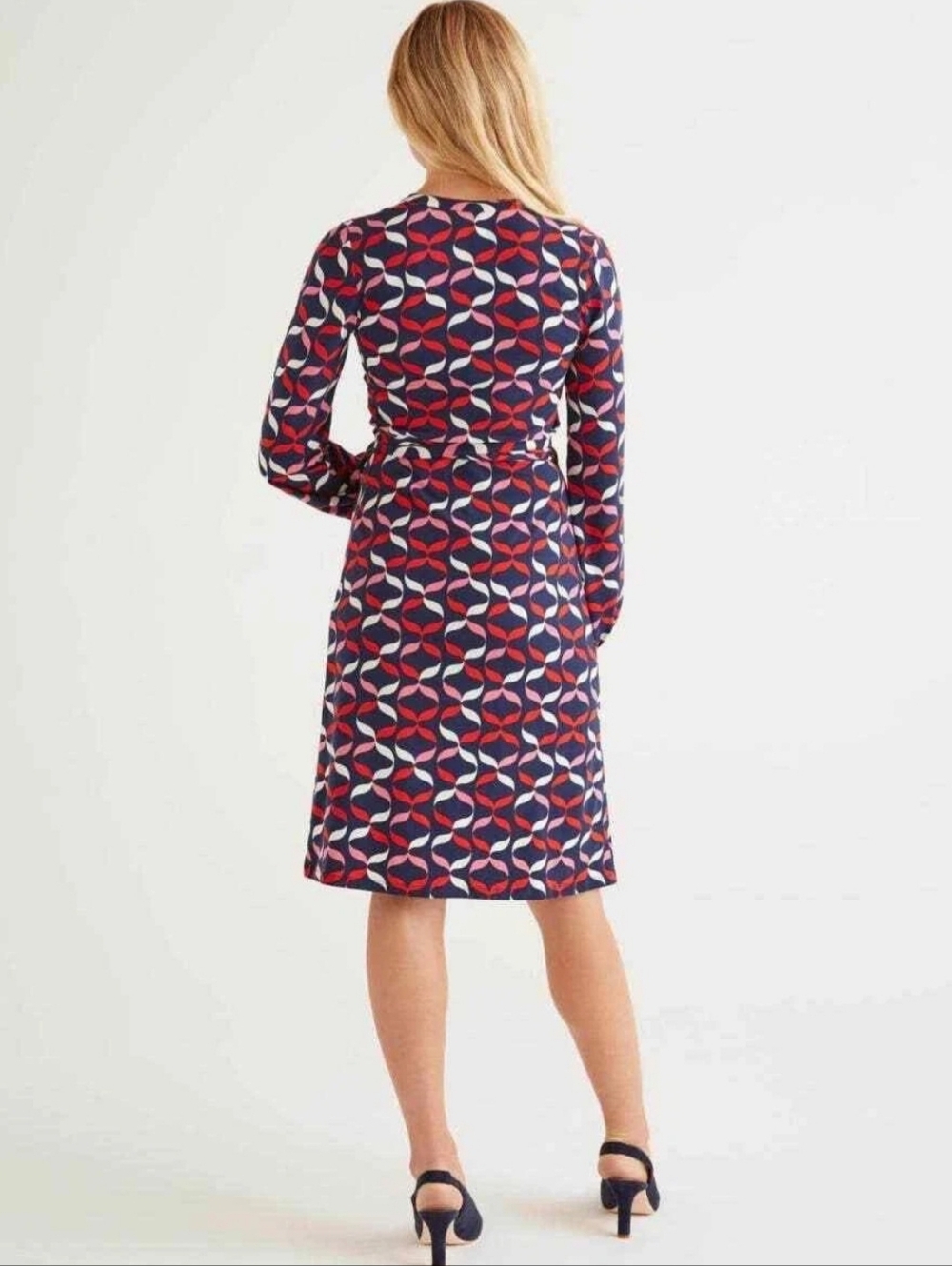 Boden Elodi Midi Wrap Dress Geometric Print Size 8R - Picture 3 of 9